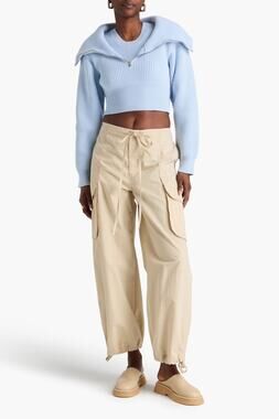 Jaquemus La Mailie Risoul Cropped Ribbed Merino Wool Half-Zip Sweater Size 40 L